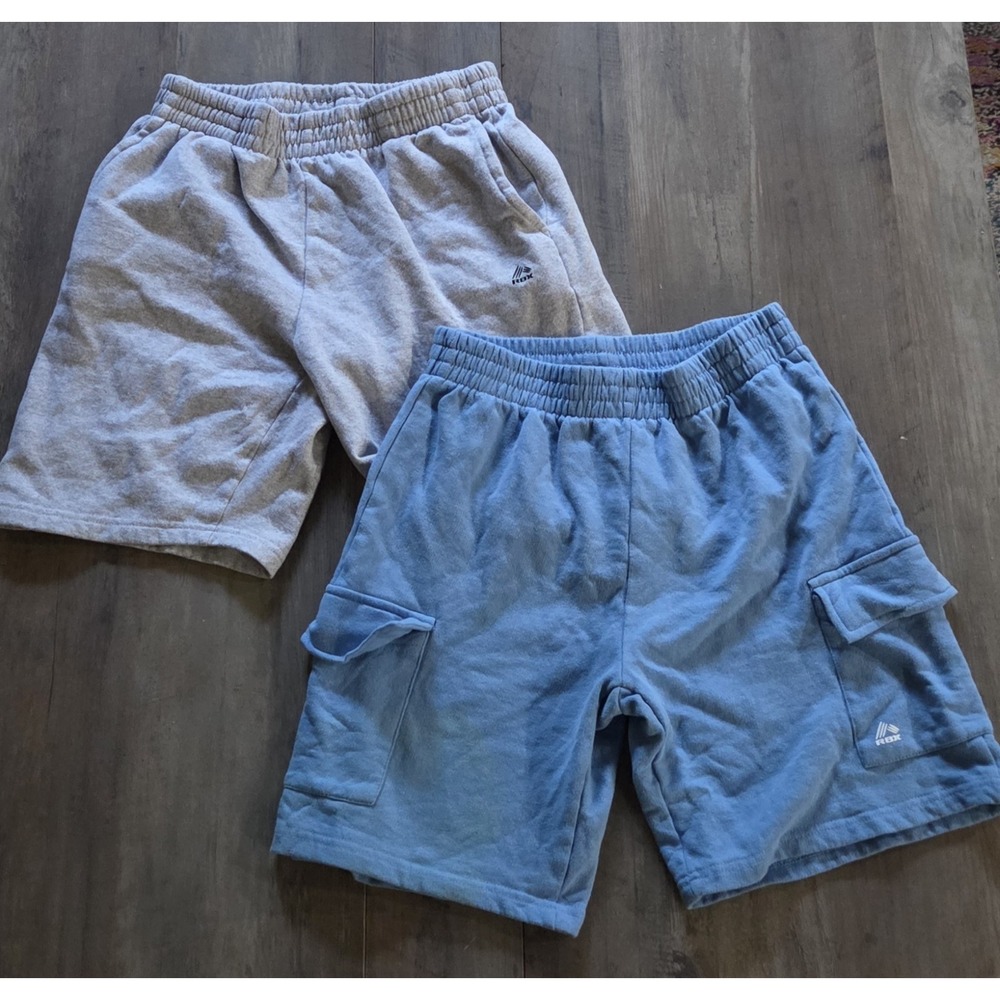 RBX Youth L(14-16) *2 Pack* Comfy Sweat Shorts Gray & Light Blue Boys